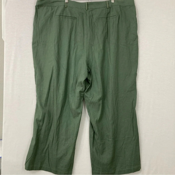 New Vero Moda Army Green Linen Blend Wide Leg Pants size 24 - Picture 10 of 11